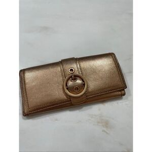 Coach Leather bronzed color wallet